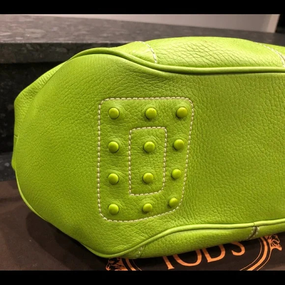 Tod’s Lime Green Leather Hobo Style Bag